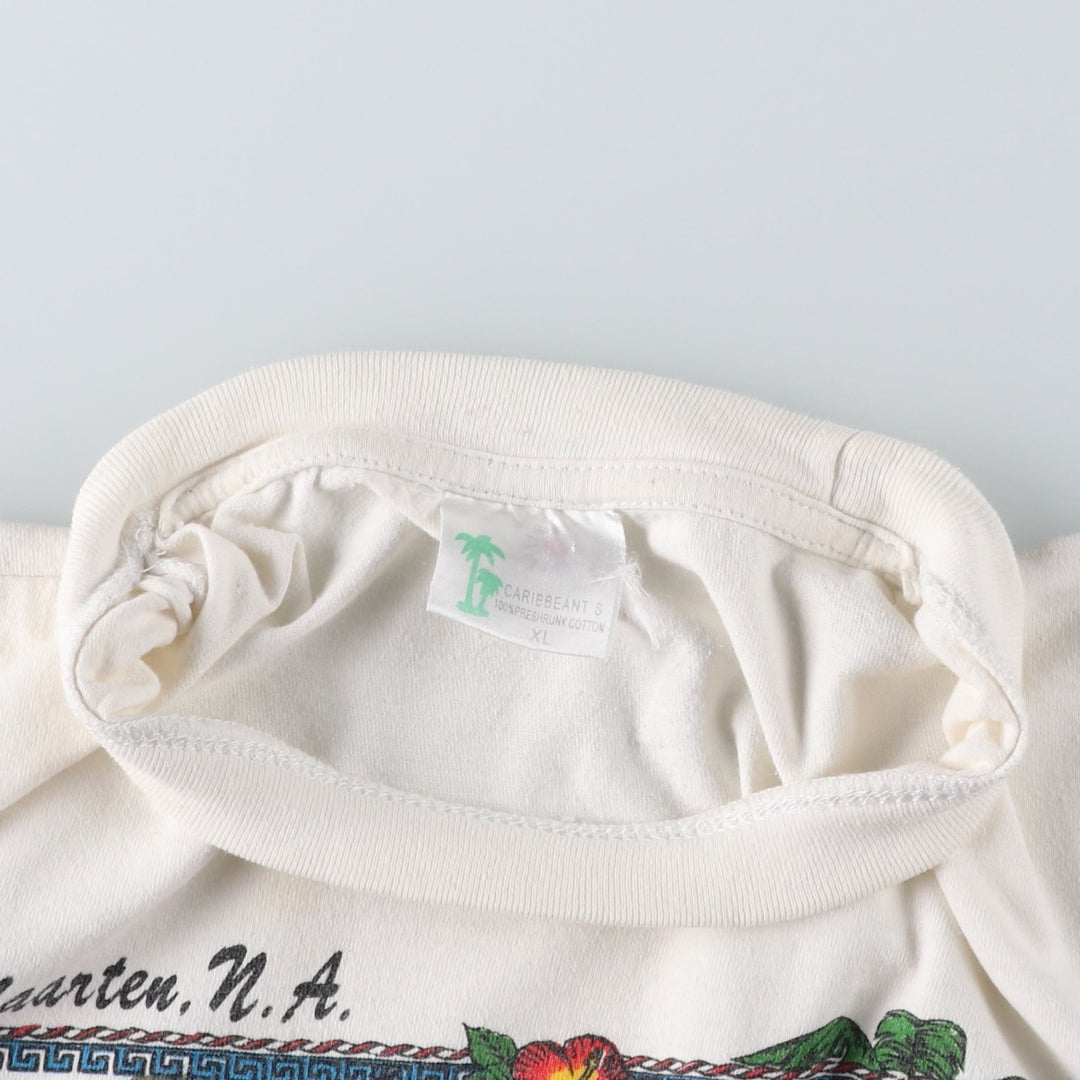90s-00'S Caribbean T's souvenir T-shirt, women's size XL equivalent. cotton white type Vintage Second Hand