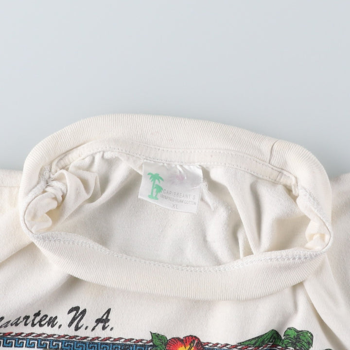 90s-00'S Caribbean T's souvenir T-shirt, women's size XL equivalent. cotton white type Vintage Second Hand