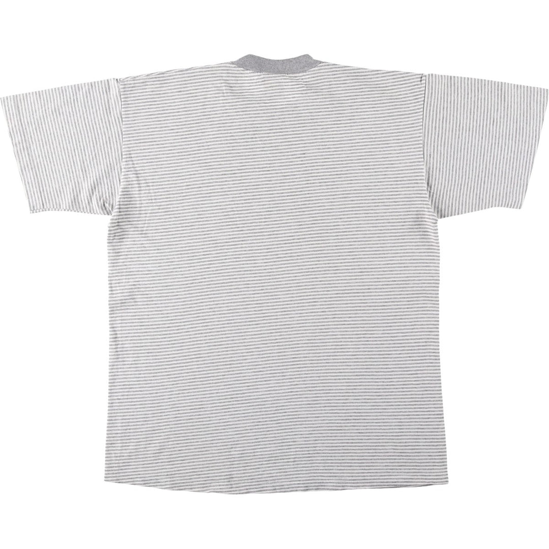 Cal Cru Border Pattern Print T-Shirt, Made in USA, Men's Size M (approx.) cotton gray type Vintage Second Hand