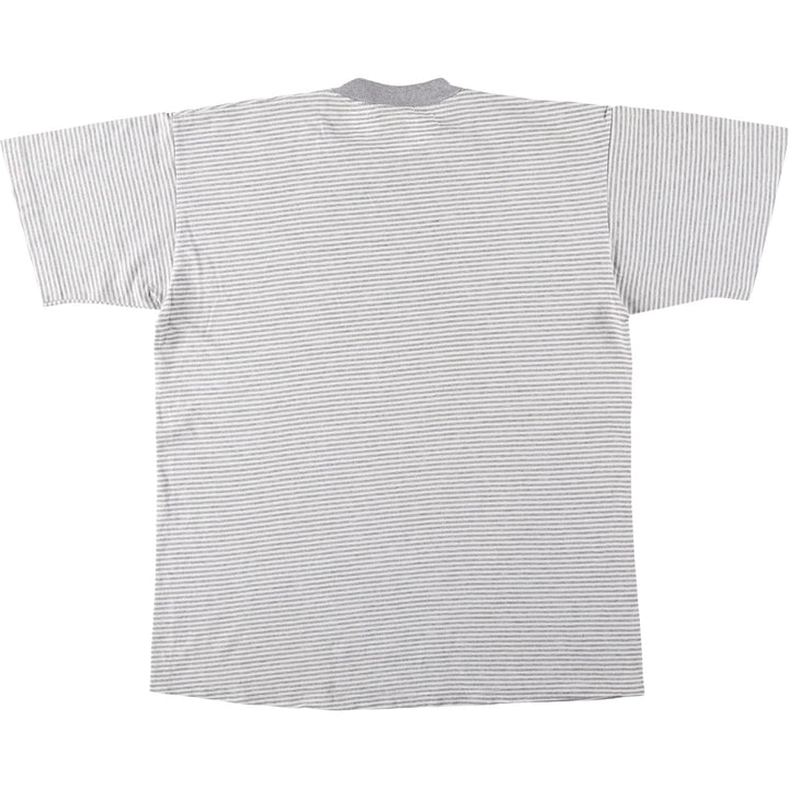 Cal Cru Border Pattern Print T-Shirt, Made in USA, Men's Size M (approx.) cotton gray type Vintage Second Hand