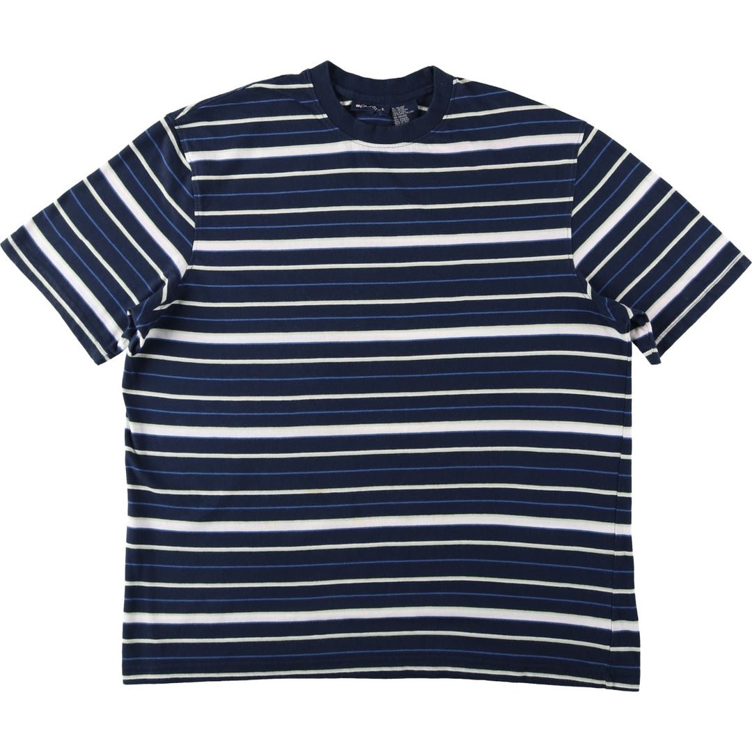 90'S Puritan Multi-Striped T-Shirt, Men's Size XL (Equivalent), Vintage cotton navy blue type Vintage Second Hand