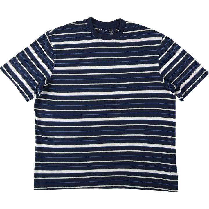 90'S Puritan Multi-Striped T-Shirt, Men's Size XL (Equivalent), Vintage cotton navy blue type Vintage Second Hand