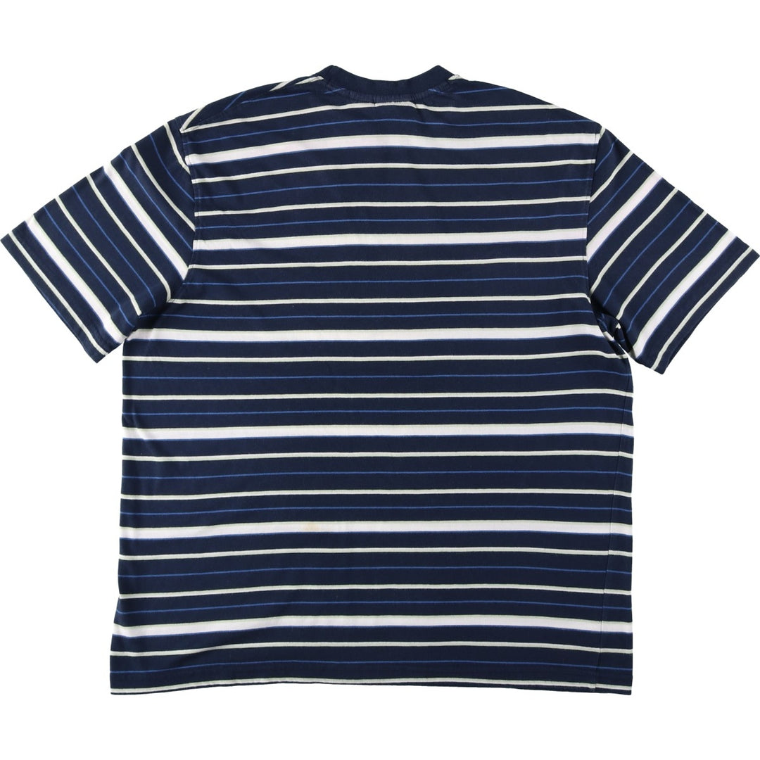 90'S Puritan Multi-Striped T-Shirt, Men's Size XL (Equivalent), Vintage cotton navy blue type Vintage Second Hand