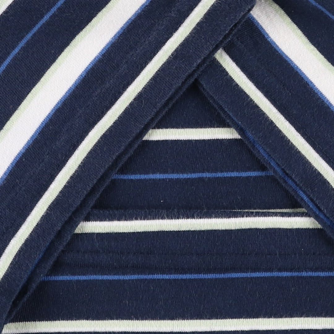 90'S Puritan Multi-Striped T-Shirt, Men's Size XL (Equivalent), Vintage cotton navy blue type Vintage Second Hand