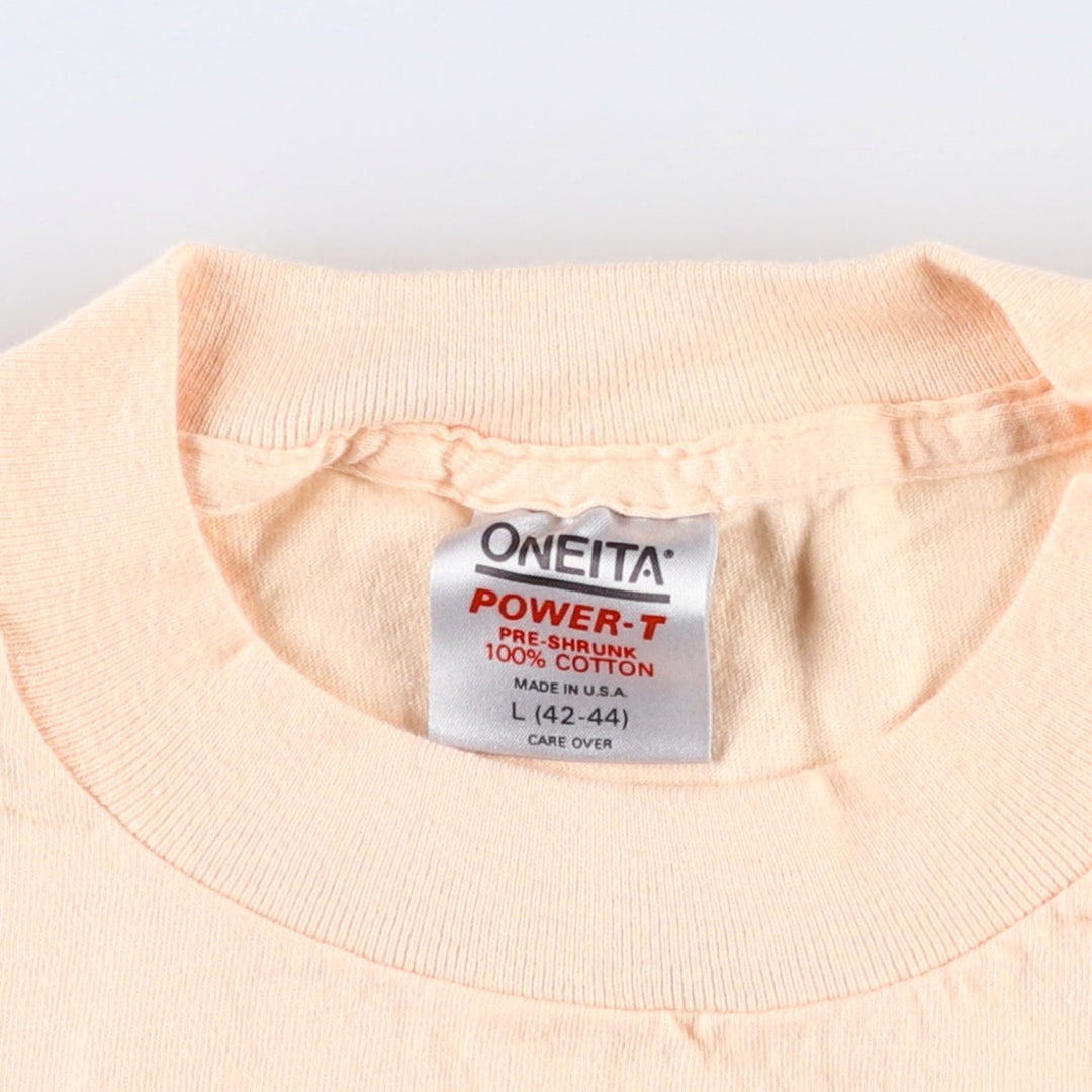 90'S ONEITA College T-shirt, Made in USA, Men's Size L (approx.), Vintage cotton orange type Vintage Second Hand