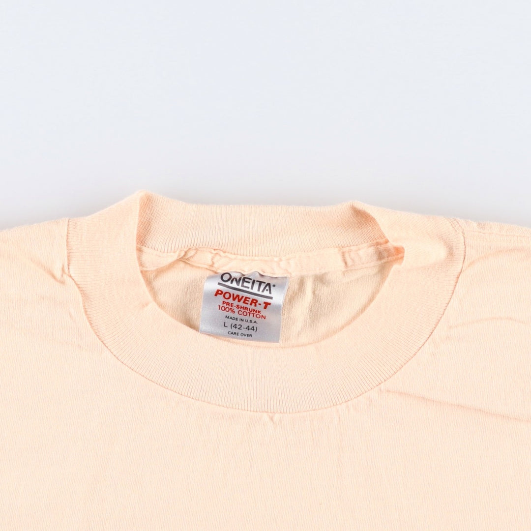 90'S ONEITA College T-shirt, Made in USA, Men's Size L (approx.), Vintage cotton orange type Vintage Second Hand