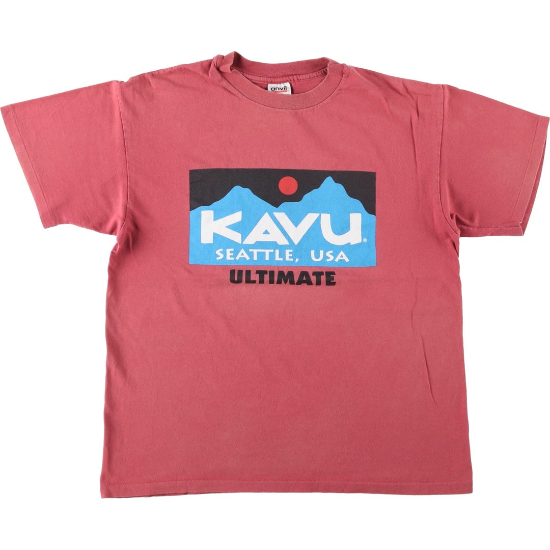 90'S Anvil KAVU Short-Sleeve Logo T-Shirt, Made in USA, Men's Size L (Equivalent), Vintage cotton pink type Vintage Second Hand