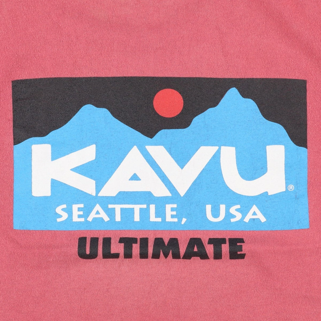 90'S Anvil KAVU Short-Sleeve Logo T-Shirt, Made in USA, Men's Size L (Equivalent), Vintage cotton pink type Vintage Second Hand