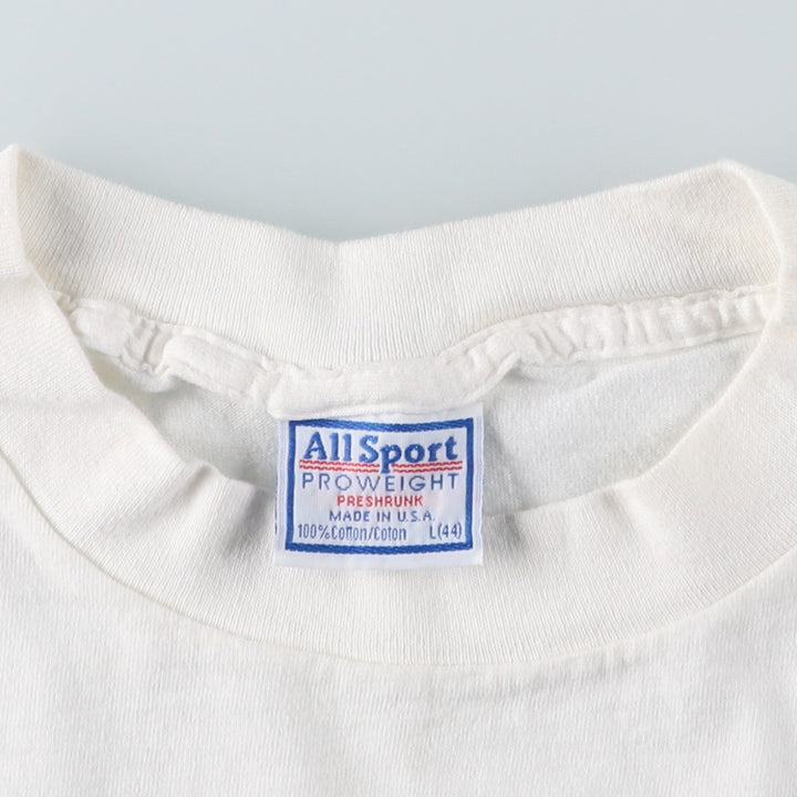 90'S All Sport Print T-shirt, Made in USA, Men's L size, Vintage cotton white type Vintage Second Hand