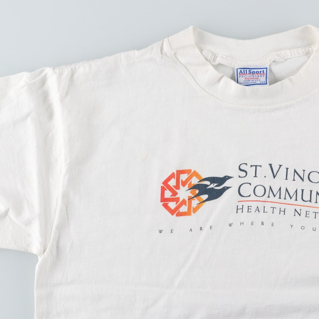 90'S All Sport Print T-shirt, Made in USA, Men's L size, Vintage cotton white type Vintage Second Hand