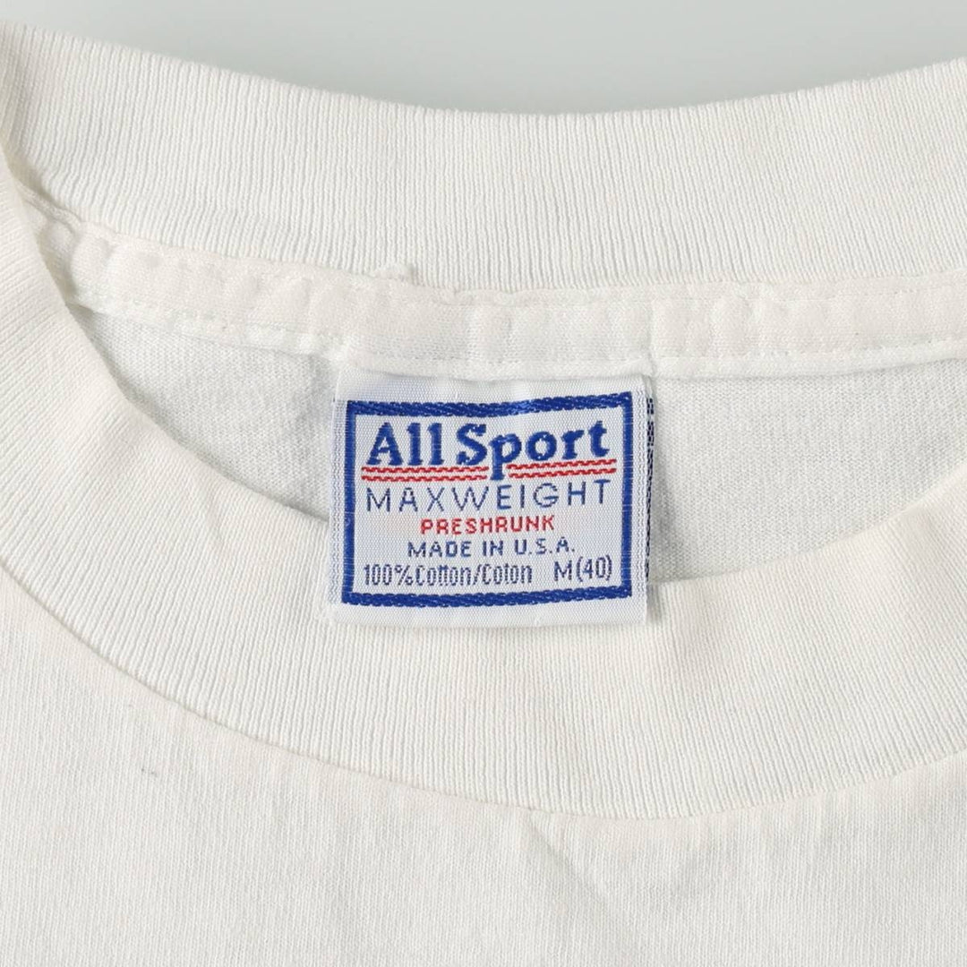 All Sport MAXWEIGHT De Colores Printed T-Shirt, Made in USA, Men's Size M (approx.) cotton white type Vintage Second Hand