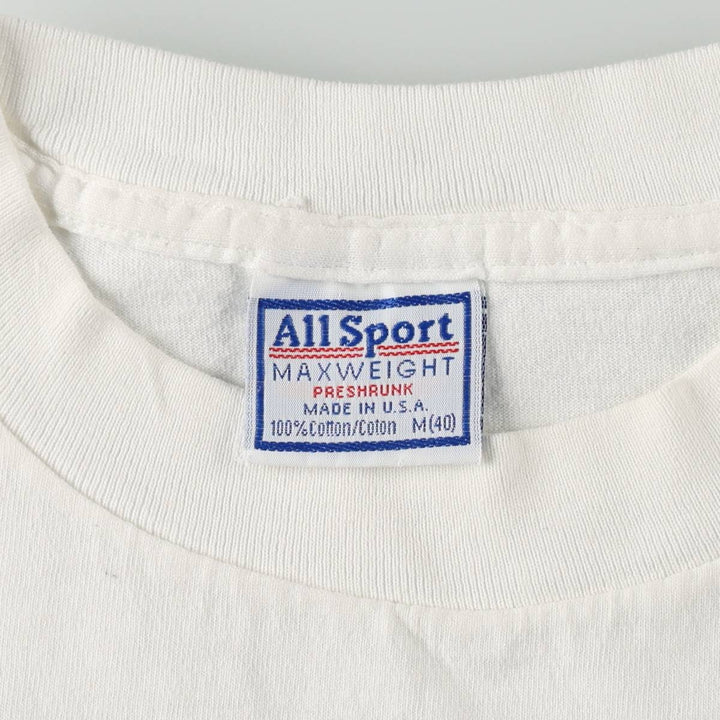 All Sport MAXWEIGHT De Colores Printed T-Shirt, Made in USA, Men's Size M (approx.) cotton white type Vintage Second Hand