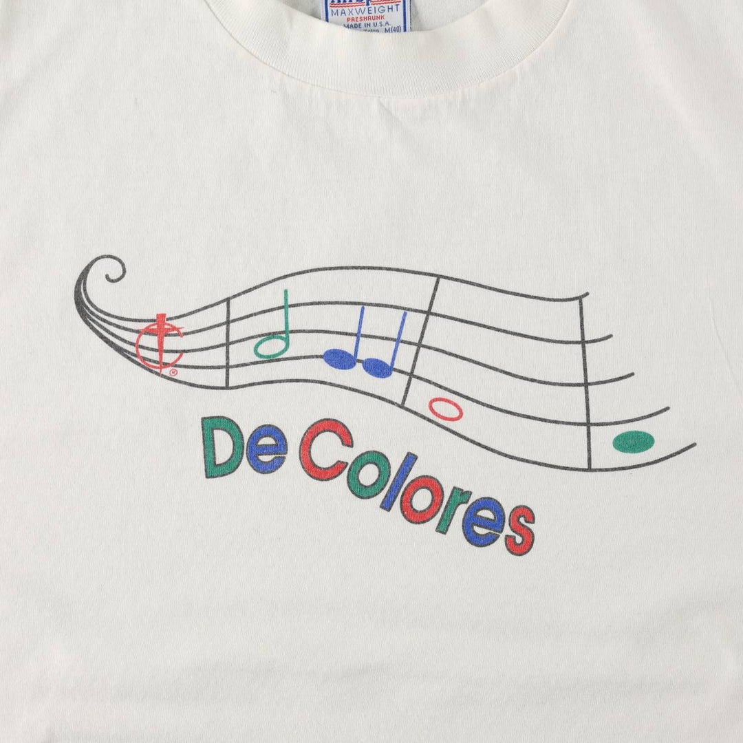 All Sport MAXWEIGHT De Colores Printed T-Shirt, Made in USA, Men's Size M (approx.) cotton white type Vintage Second Hand