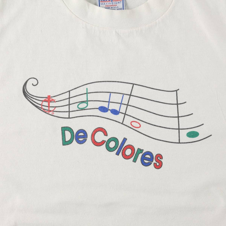All Sport MAXWEIGHT De Colores Printed T-Shirt, Made in USA, Men's Size M (approx.) cotton white type Vintage Second Hand