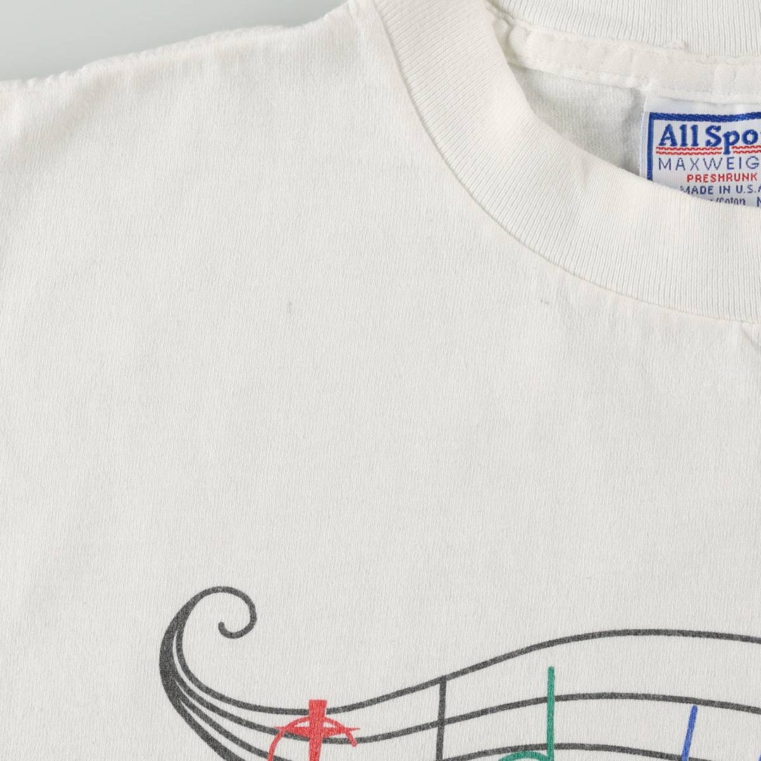 All Sport MAXWEIGHT De Colores Printed T-Shirt, Made in USA, Men's Size M (approx.) cotton white type Vintage Second Hand