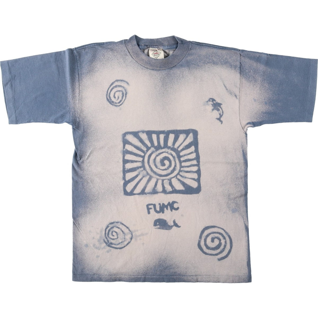 90'S Prairie Mountain American Sportwear Printed T-Shirt, Made in USA, Men's Size M (approx.), Vintage cotton Blue type light blue Vintage Second Hand