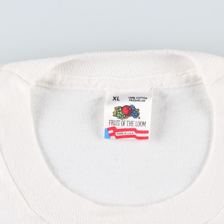 80'S Fruit of the Loom Best Print T-Shirt, Made in USA, Men's XL equivalent, Vintage cotton white type Vintage Second Hand