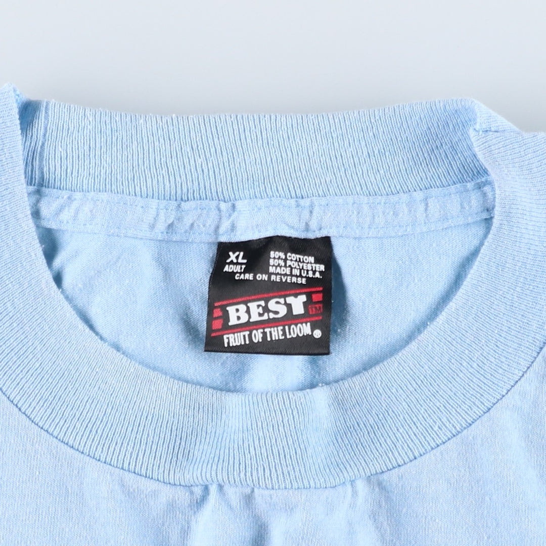 90'S Fruit of the Loom printed T-shirt, made in the USA, men's XL size, vintage cotton Blue type light blue Vintage Second Hand