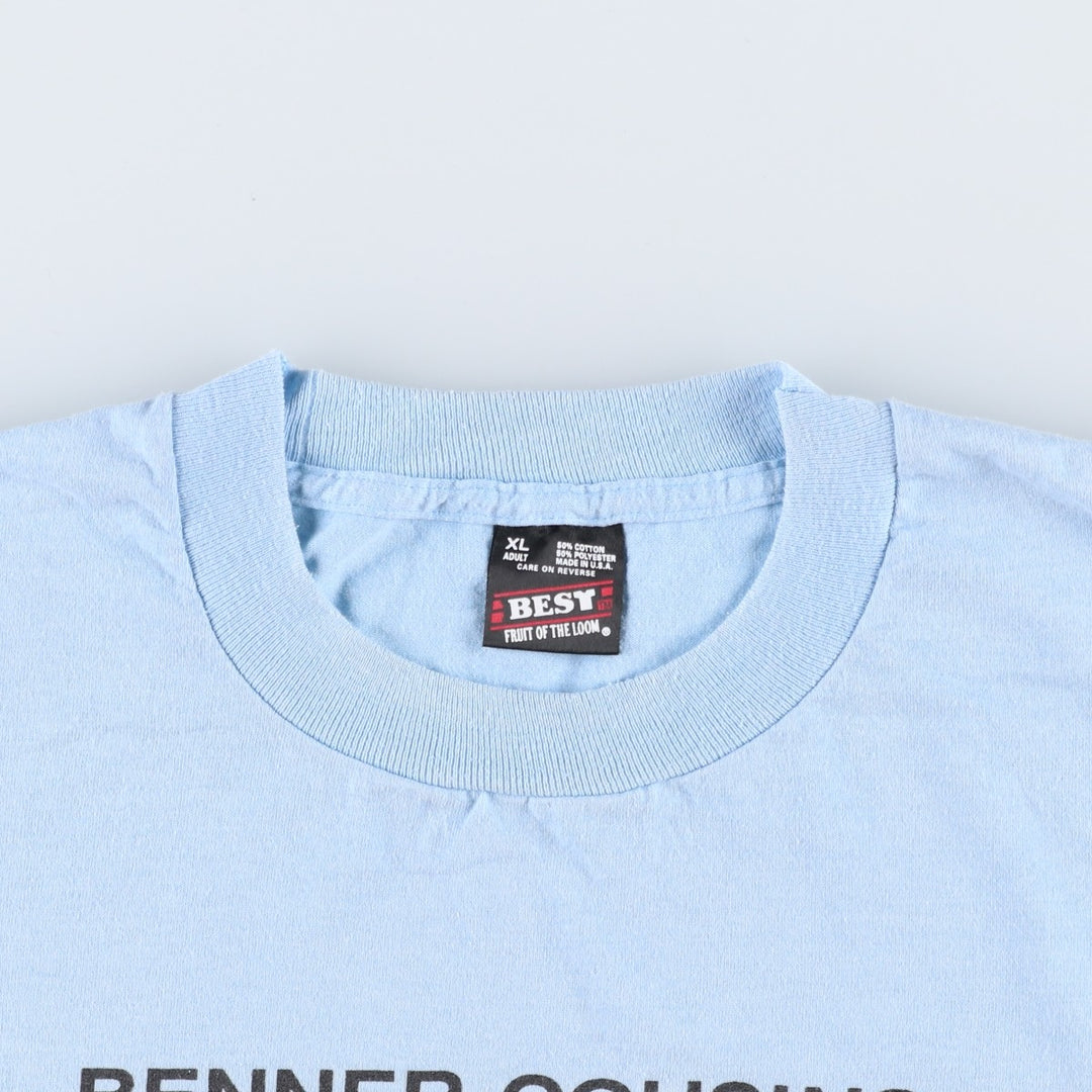 90'S Fruit of the Loom printed T-shirt, made in the USA, men's XL size, vintage cotton Blue type light blue Vintage Second Hand