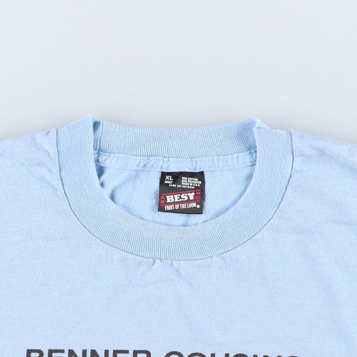 90'S Fruit of the Loom printed T-shirt, made in the USA, men's XL size, vintage cotton Blue type light blue Vintage Second Hand