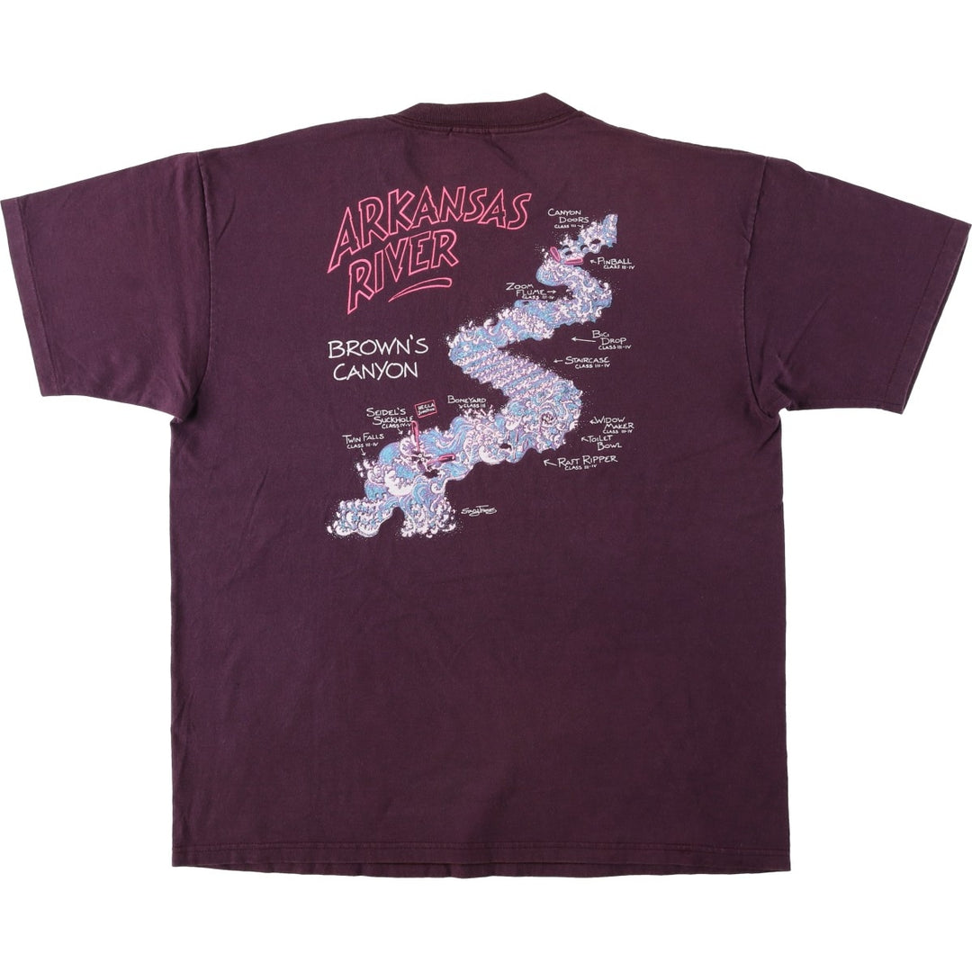 90'S ONEITA POWER-T Printed T-shirt, Men's XL, Vintage cotton purple type Vintage Second Hand