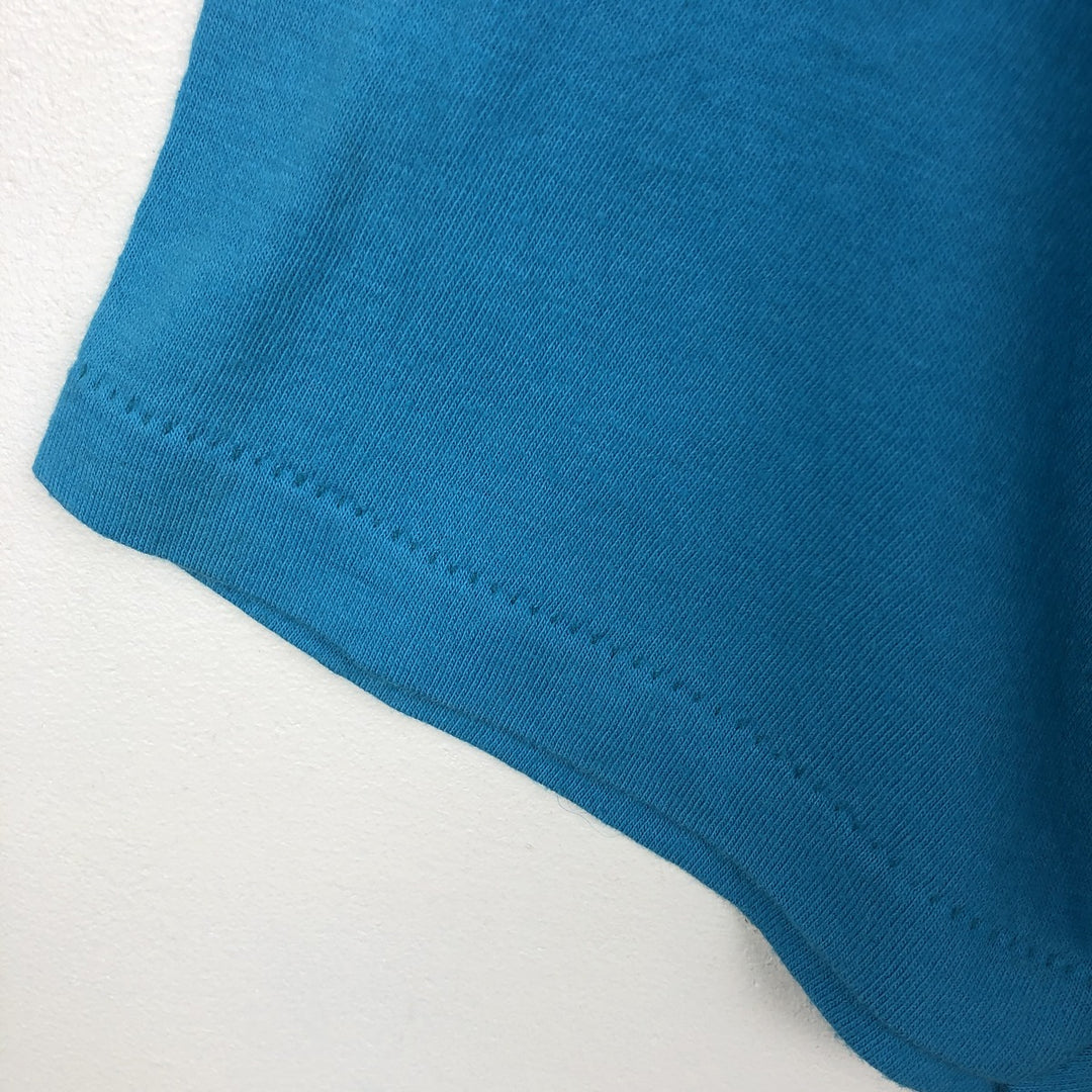 90'S Velva Sheen Print T-Shirt, Made in USA, Men's Size L (Equivalent), Vintage polyester Blue type light blue Vintage Second Hand