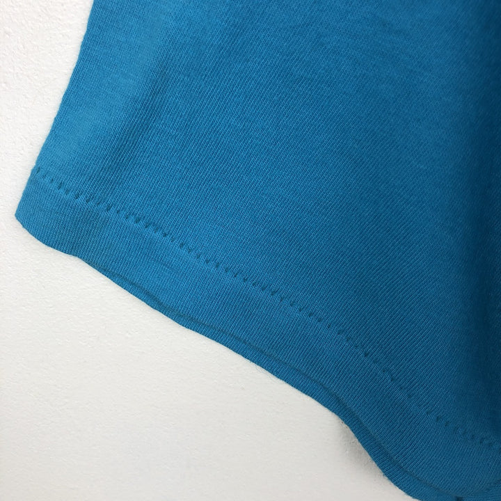 90'S Velva Sheen Print T-Shirt, Made in USA, Men's Size L (Equivalent), Vintage polyester Blue type light blue Vintage Second Hand