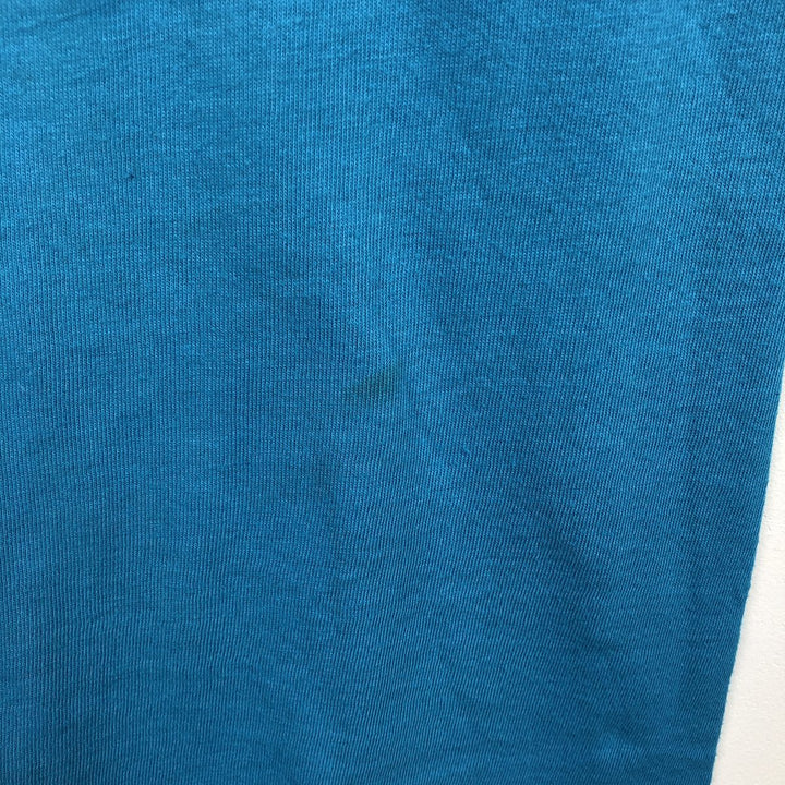 90'S Velva Sheen Print T-Shirt, Made in USA, Men's Size L (Equivalent), Vintage polyester Blue type light blue Vintage Second Hand