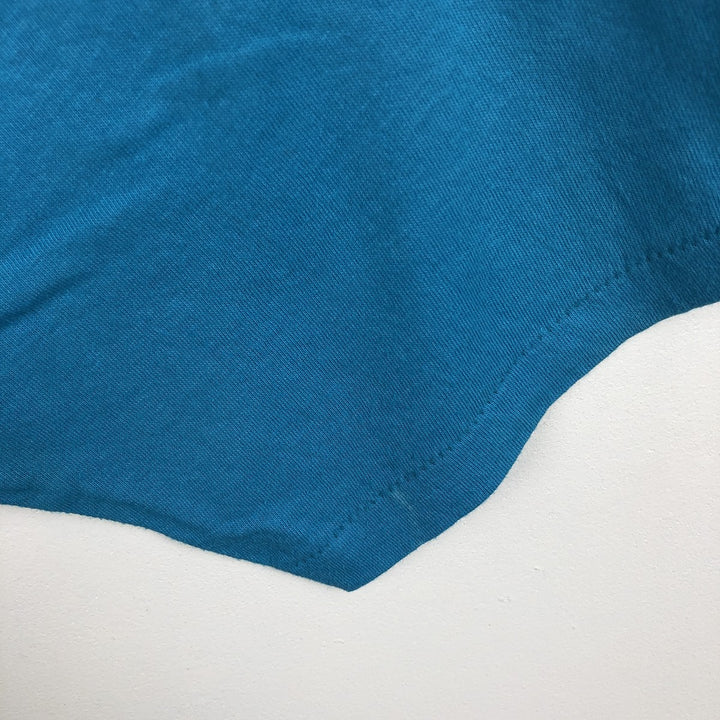 90'S Velva Sheen Print T-Shirt, Made in USA, Men's Size L (Equivalent), Vintage polyester Blue type light blue Vintage Second Hand