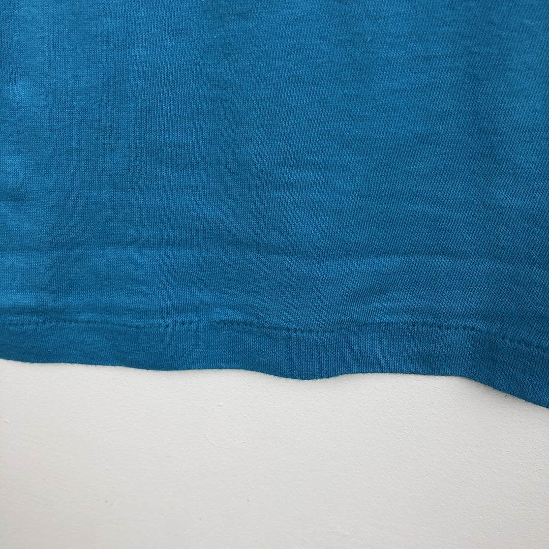 90'S Velva Sheen Print T-Shirt, Made in USA, Men's Size L (Equivalent), Vintage polyester Blue type light blue Vintage Second Hand