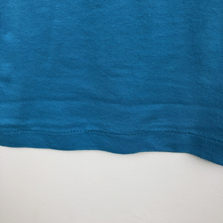 90'S Velva Sheen Print T-Shirt, Made in USA, Men's Size L (Equivalent), Vintage polyester Blue type light blue Vintage Second Hand