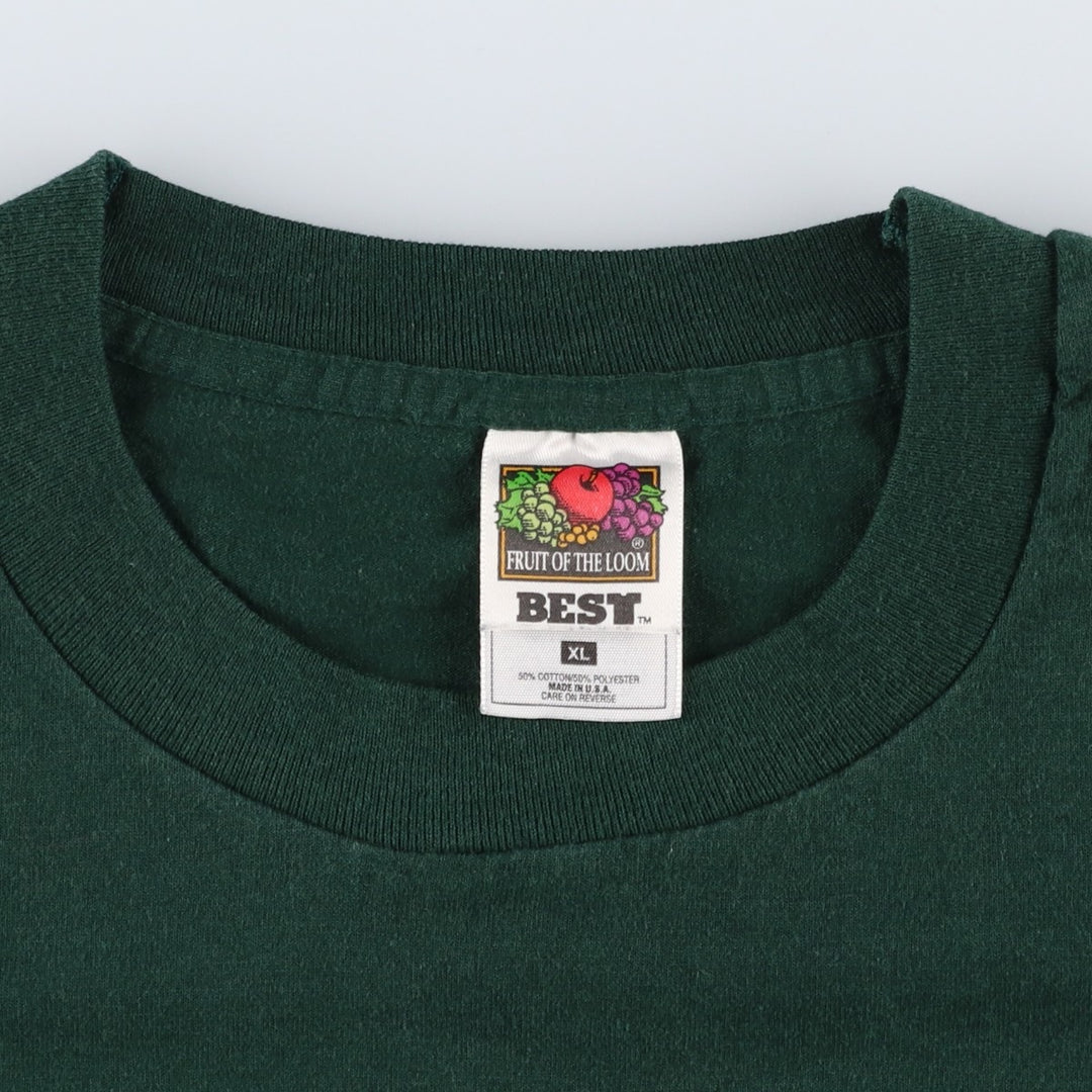 90'S Fruit of the Loom printed T-shirt, made in the USA, men's XL size, vintage cotton green type Vintage Second Hand