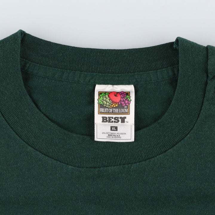 90'S Fruit of the Loom printed T-shirt, made in the USA, men's XL size, vintage cotton green type Vintage Second Hand