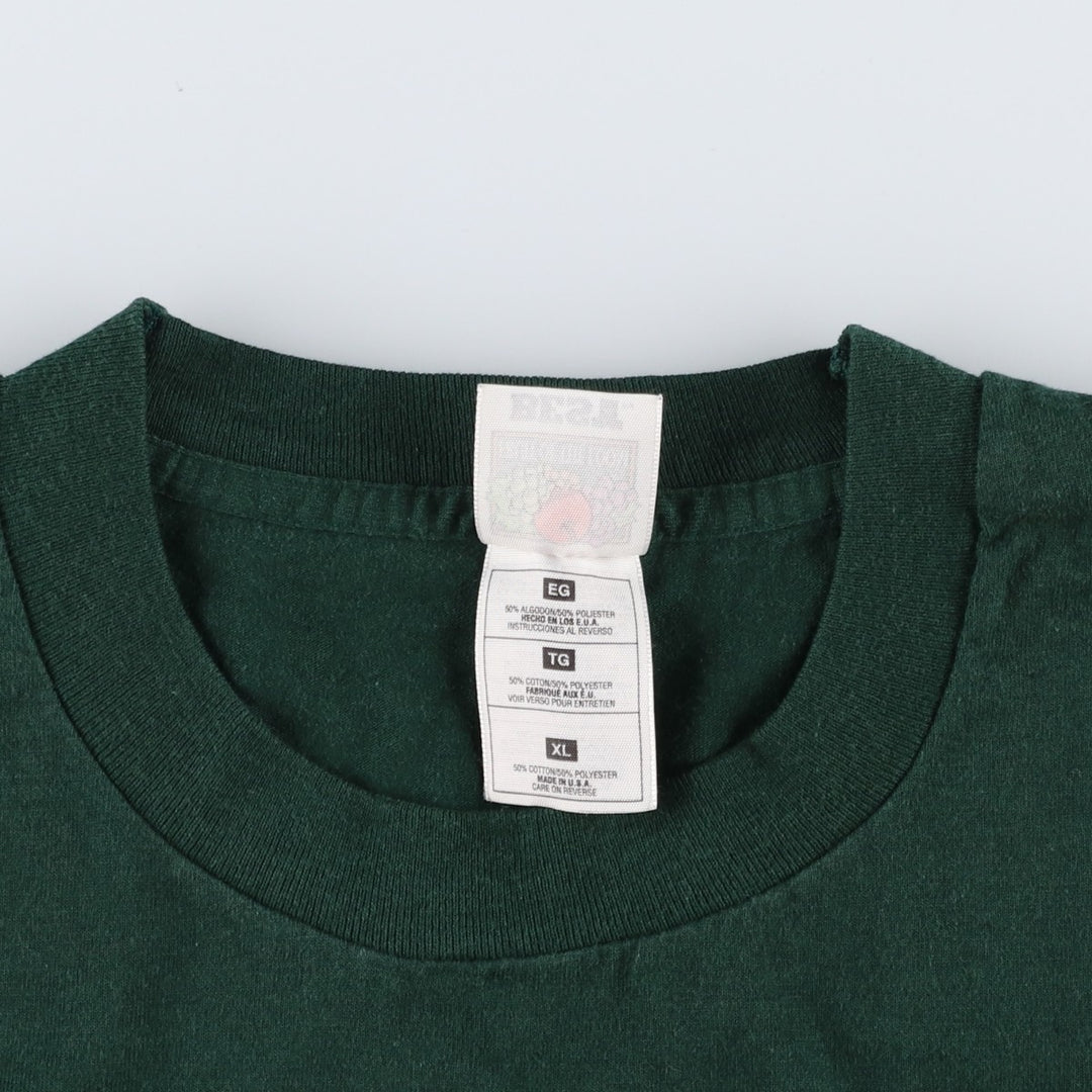 90'S Fruit of the Loom printed T-shirt, made in the USA, men's XL size, vintage cotton green type Vintage Second Hand