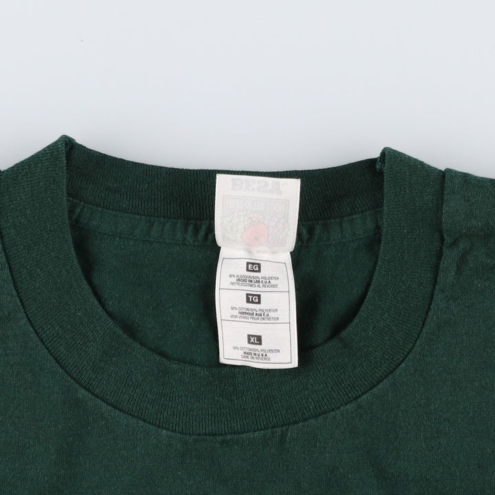90'S Fruit of the Loom printed T-shirt, made in the USA, men's XL size, vintage cotton green type Vintage Second Hand