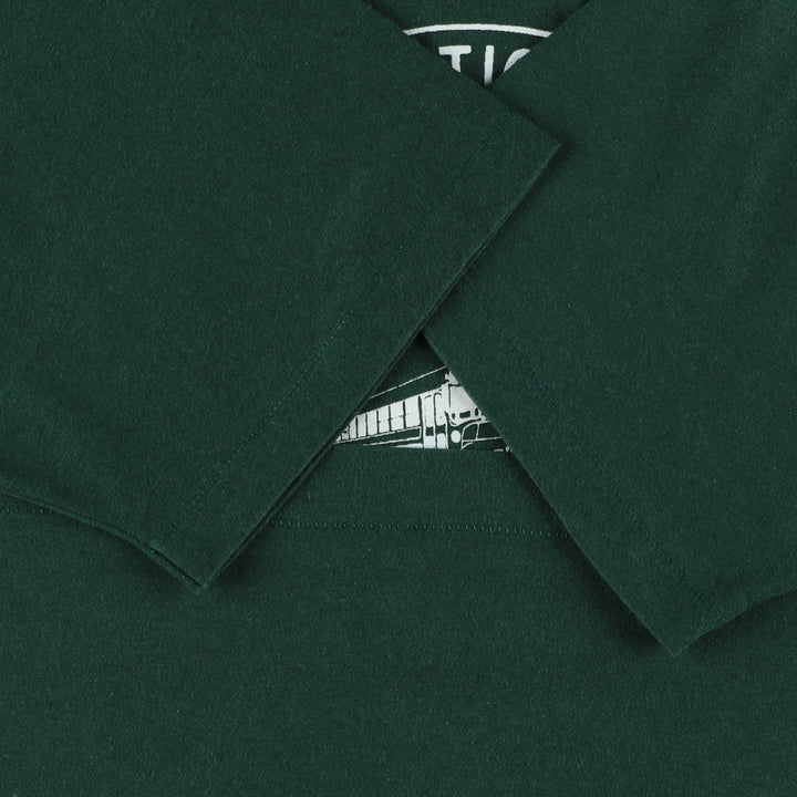 90'S Fruit of the Loom printed T-shirt, made in the USA, men's XL size, vintage cotton green type Vintage Second Hand