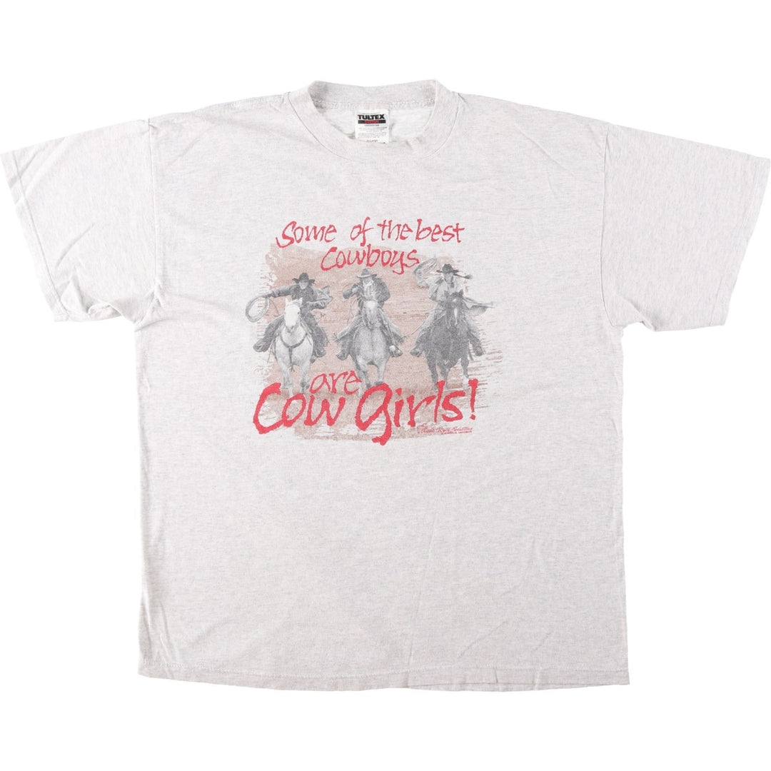 Vintage 90'S TULTEX printed T-shirt, men's XL size cotton white type Vintage Second Hand