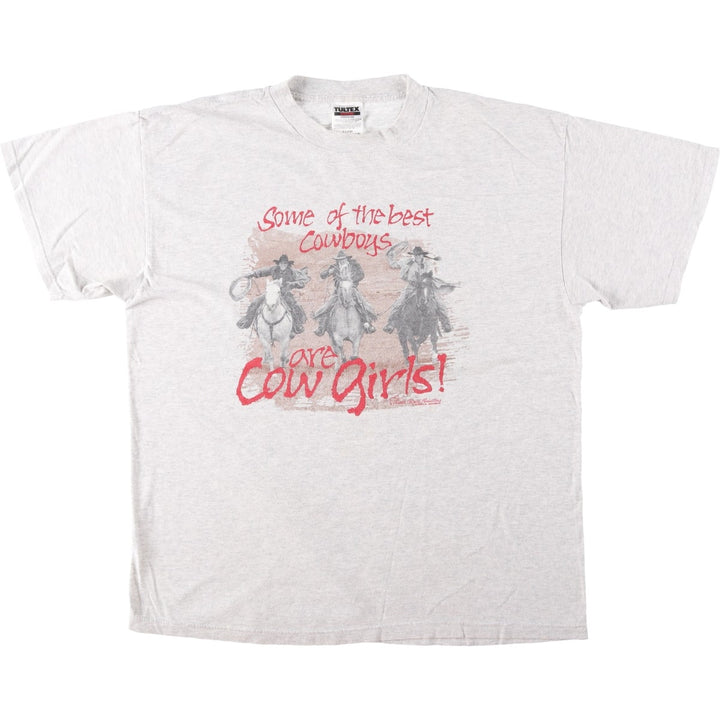 Vintage 90'S TULTEX printed T-shirt, men's XL size cotton white type Vintage Second Hand