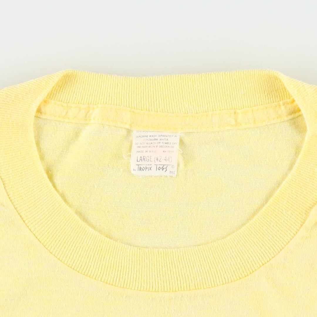 Tropix Togs Printed T-Shirt, Made in USA, Men's Size L cotton yellow type Vintage Second Hand
