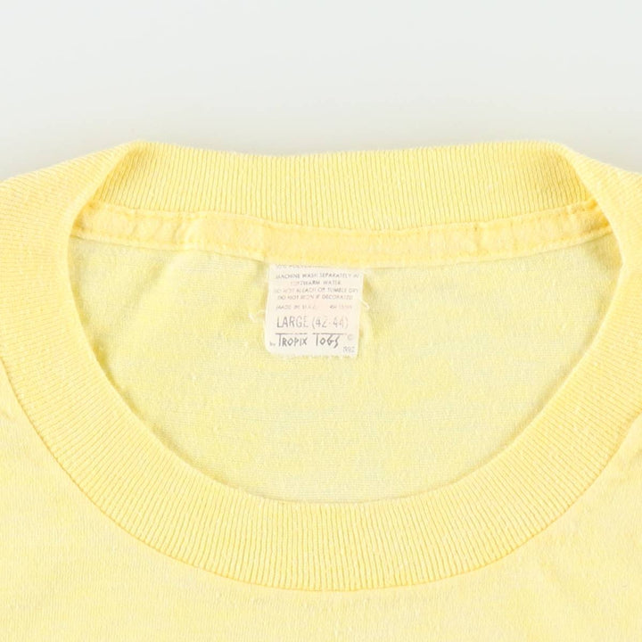 Tropix Togs Printed T-Shirt, Made in USA, Men's Size L cotton yellow type Vintage Second Hand