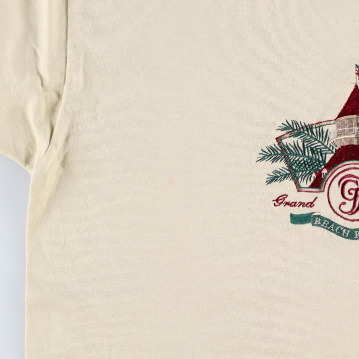 90'S MICKEY INC DISNEY GRAND FLORIDIAN BEACH RESORT Print T-Shirt, Made in USA, Men's XL equivalent, Vintage cotton Khaki type beige Vintage Second Hand