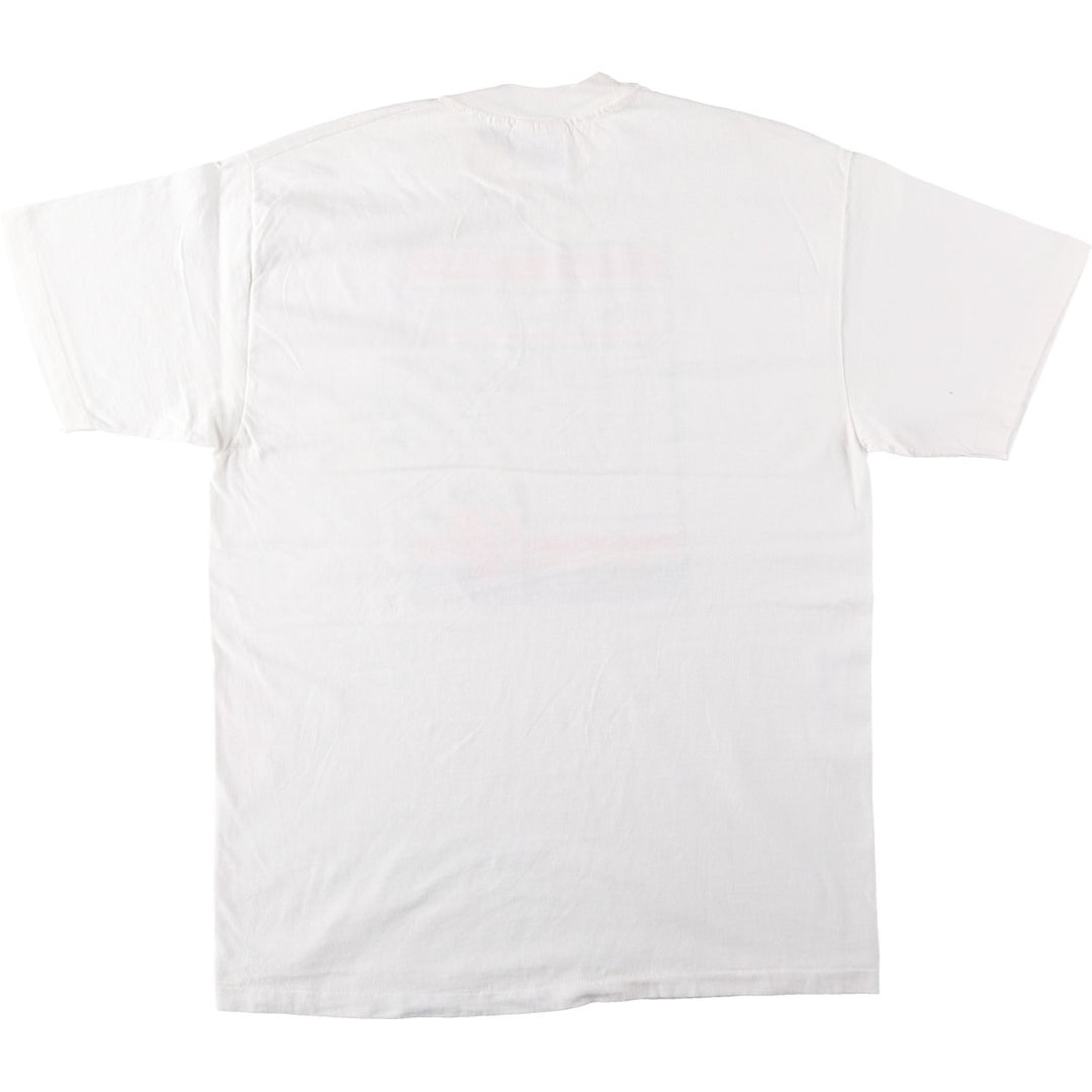 90'S Hanes BEEFY-T Blue Tag Message Print T-Shirt, Made in USA, Men's Size L (Equivalent), Vintage cotton white type Vintage Second Hand