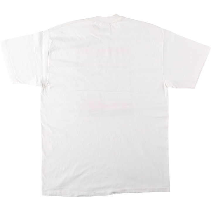 90'S Hanes BEEFY-T Blue Tag Message Print T-Shirt, Made in USA, Men's Size L (Equivalent), Vintage cotton white type Vintage Second Hand