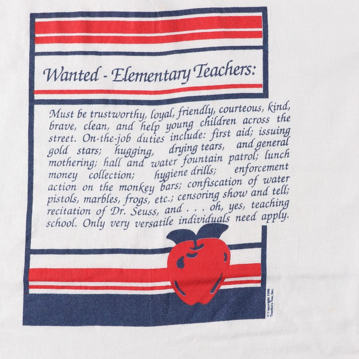 90'S Hanes BEEFY-T Blue Tag Message Print T-Shirt, Made in USA, Men's Size L (Equivalent), Vintage cotton white type Vintage Second Hand