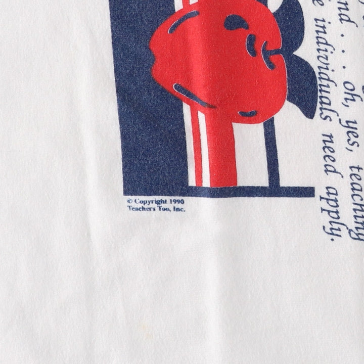 90'S Hanes BEEFY-T Blue Tag Message Print T-Shirt, Made in USA, Men's Size L (Equivalent), Vintage cotton white type Vintage Second Hand