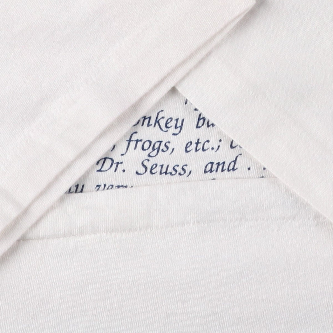 90'S Hanes BEEFY-T Blue Tag Message Print T-Shirt, Made in USA, Men's Size L (Equivalent), Vintage cotton white type Vintage Second Hand