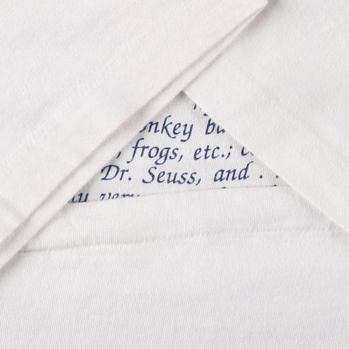 90'S Hanes BEEFY-T Blue Tag Message Print T-Shirt, Made in USA, Men's Size L (Equivalent), Vintage cotton white type Vintage Second Hand