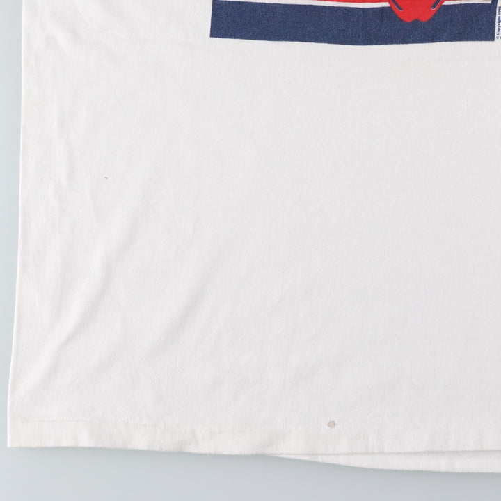 90'S Hanes BEEFY-T Blue Tag Message Print T-Shirt, Made in USA, Men's Size L (Equivalent), Vintage cotton white type Vintage Second Hand