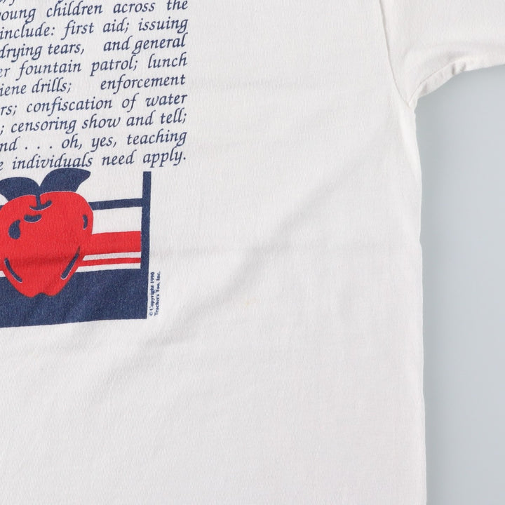 90'S Hanes BEEFY-T Blue Tag Message Print T-Shirt, Made in USA, Men's Size L (Equivalent), Vintage cotton white type Vintage Second Hand