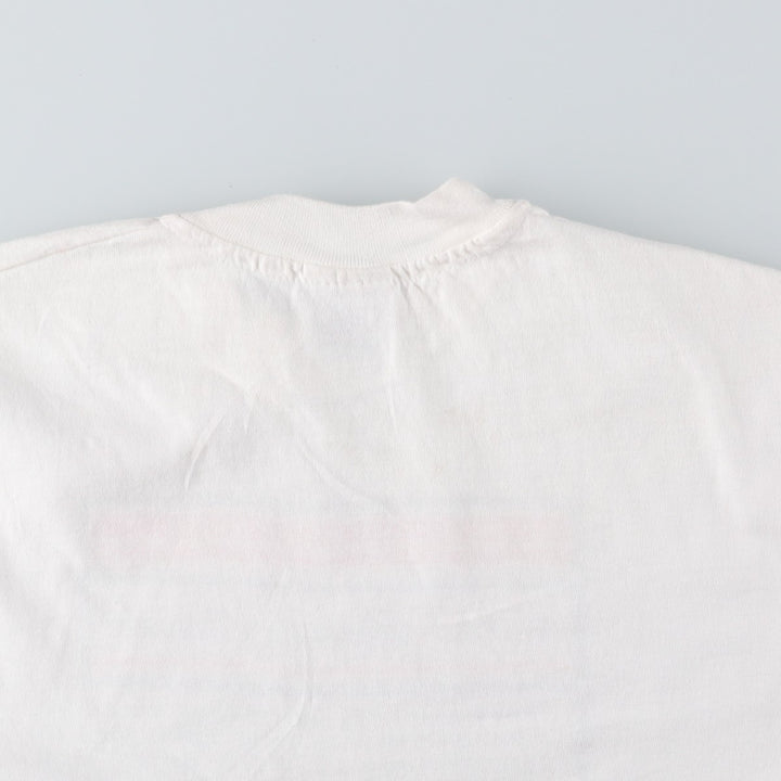 90'S Hanes BEEFY-T Blue Tag Message Print T-Shirt, Made in USA, Men's Size L (Equivalent), Vintage cotton white type Vintage Second Hand